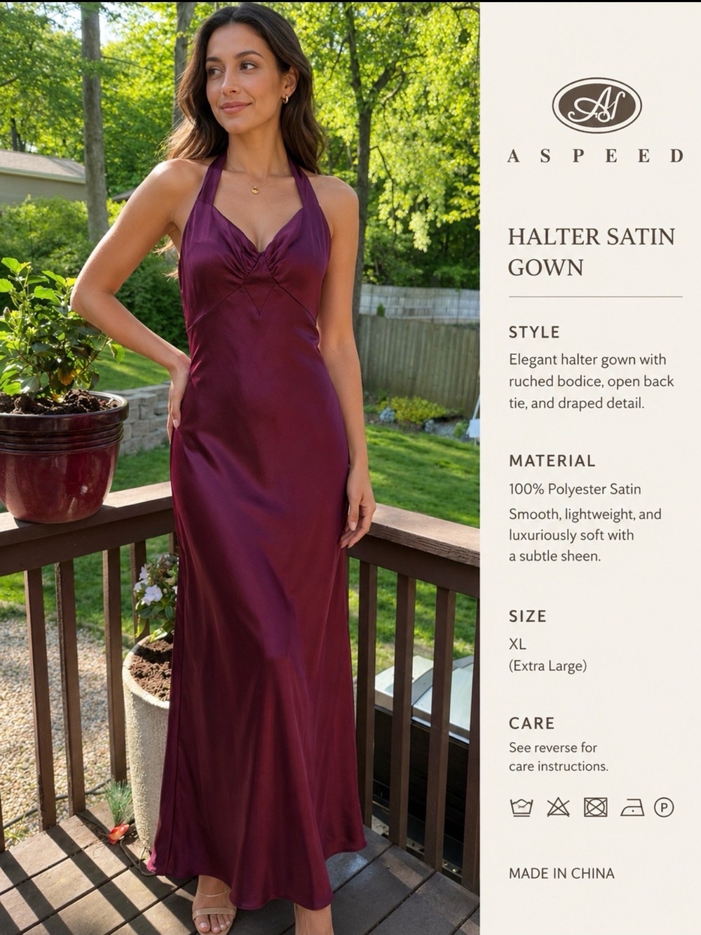 Aspeed Women's Formal Tube Dress Burgundy Satin XL X-Large
